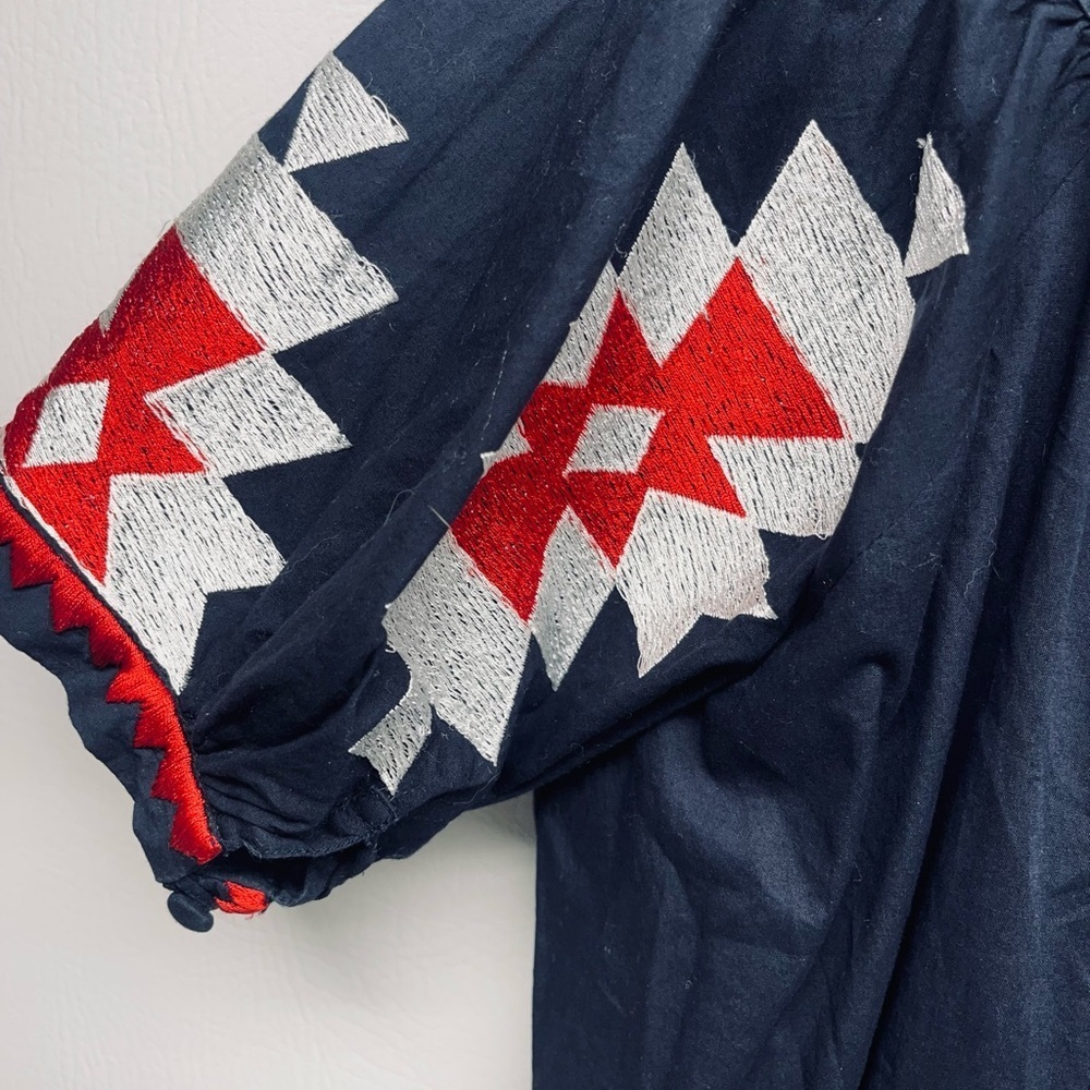 Tory Burch embroidered mini dress size 4 navy blue - Picture 5 of 11